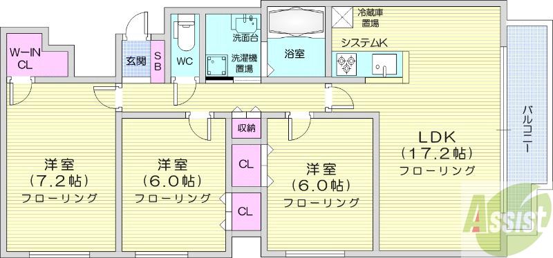 地下鉄東西線 西２８丁目駅 徒歩10分 10階建 築20年の間取り写真