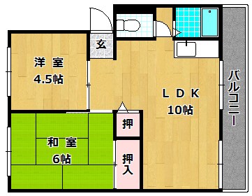 御殿山コーポ　A棟の間取り