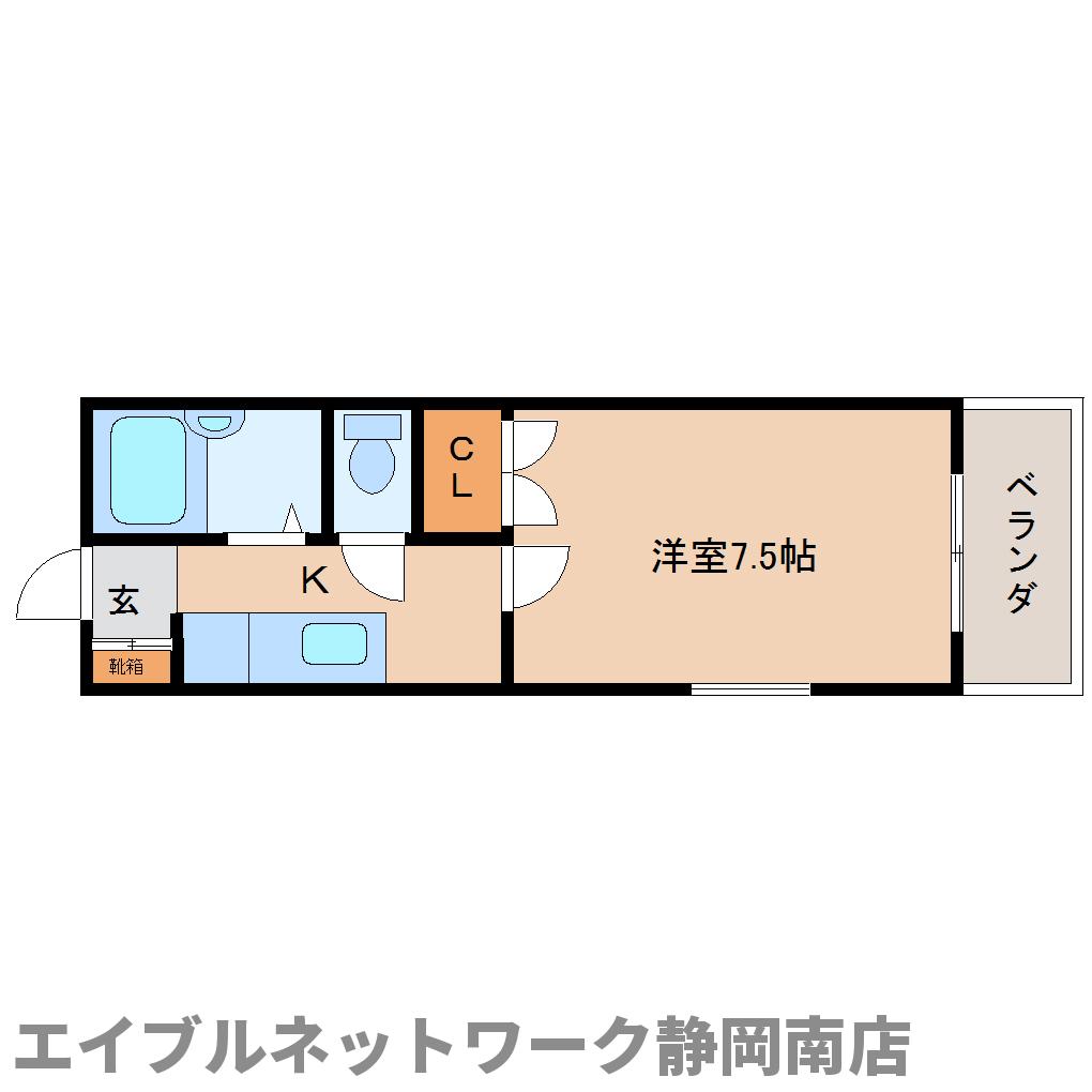 静岡市駿河区小鹿のアパートの間取り