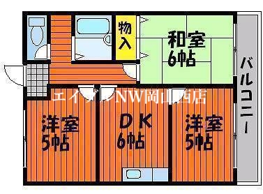 岡山市北区延友のマンションの間取り