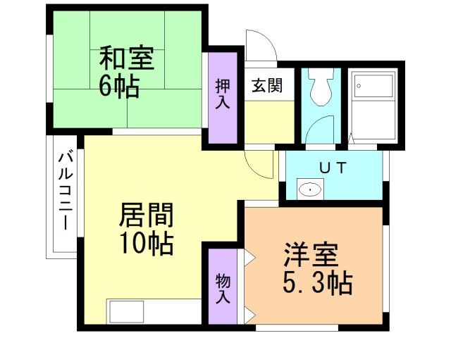 函館市中島町のアパートの間取り