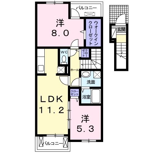 西予市宇和町坂戸のアパートの間取り