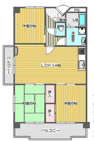 福山市御船町のマンションの間取り