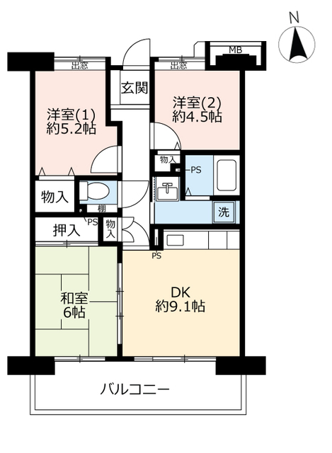 ＵＲアーバンラフレ虹ヶ丘中の間取り