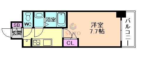 大阪市淀川区新北野のマンションの間取り