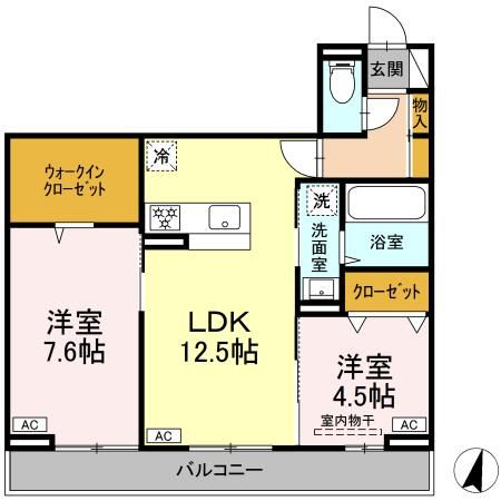 【（仮）D-ROOM富沢西4丁目PJ　Bの間取り】