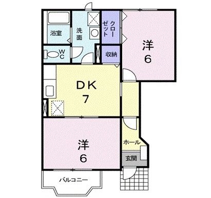 八戸市南白山台のアパートの間取り