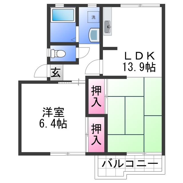 岩出市溝川のアパートの間取り