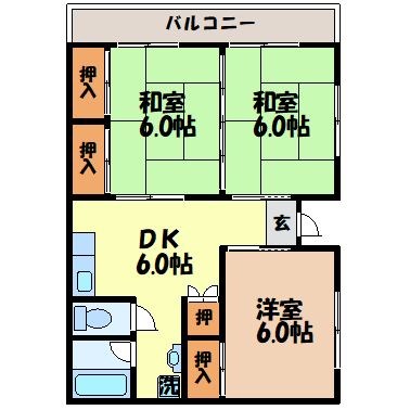 大園ハイツ（大園町）の間取り