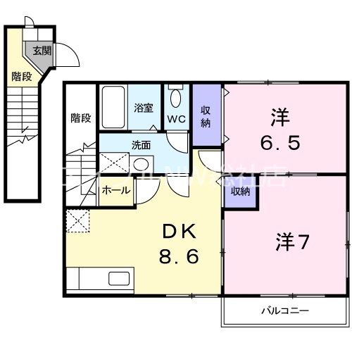 浅口市金光町占見新田のアパートの間取り