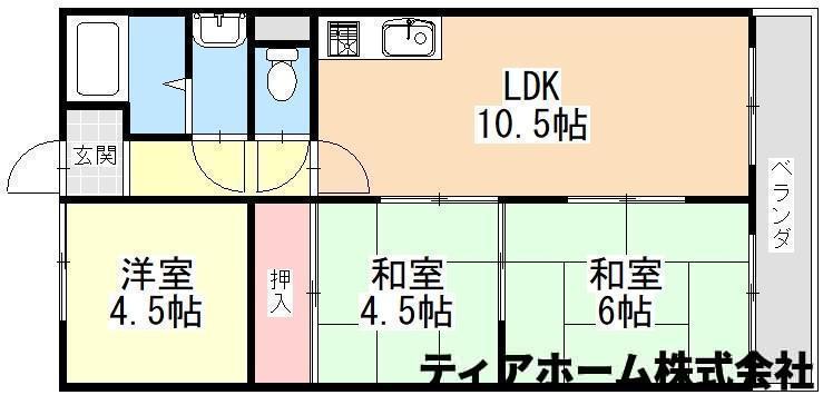 【香芝市鎌田のマンションの間取り】