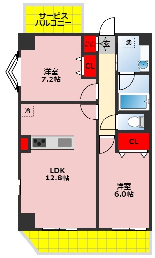 千葉市中央区弁天のマンションの間取り