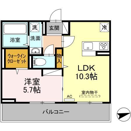 松山市上市のアパートの間取り