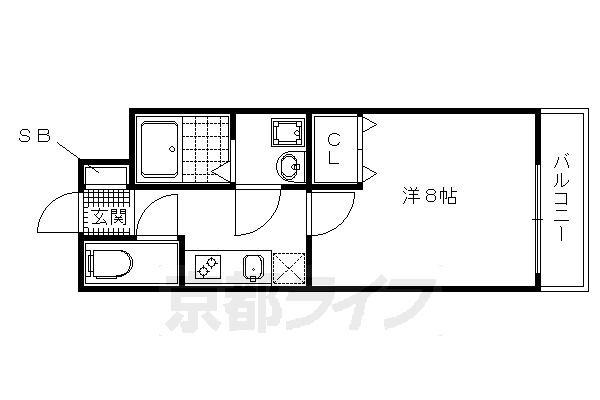 【京都市左京区一乗寺大原田町のマンションの間取り】