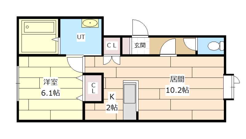 岩見沢市大和二条のアパートの間取り