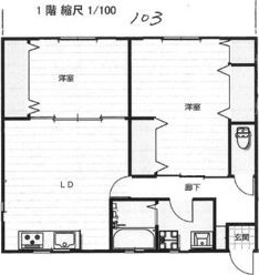 神戸市須磨区多井畑のアパートの間取り