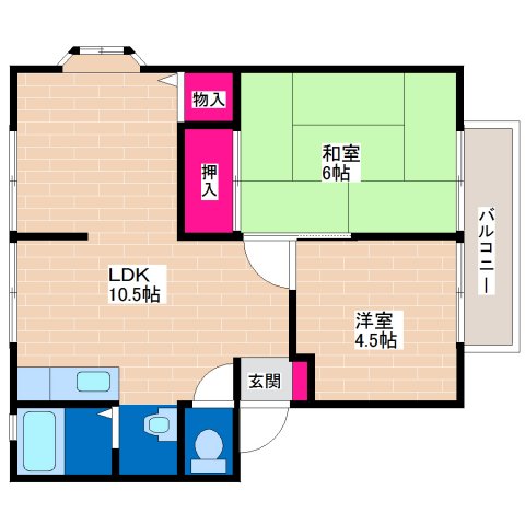 大阪市平野区長吉六反のアパートの間取り