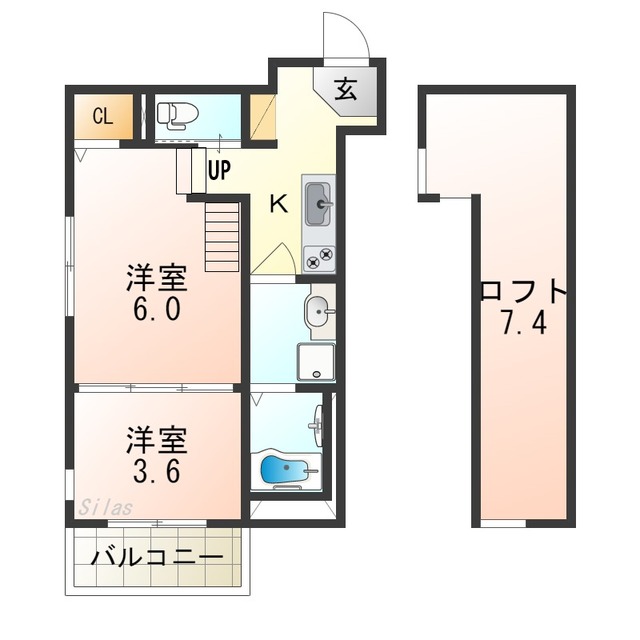 大阪市住吉区山之内のアパートの間取り