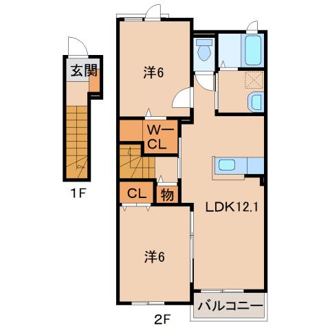 和歌山市小倉のアパートの間取り