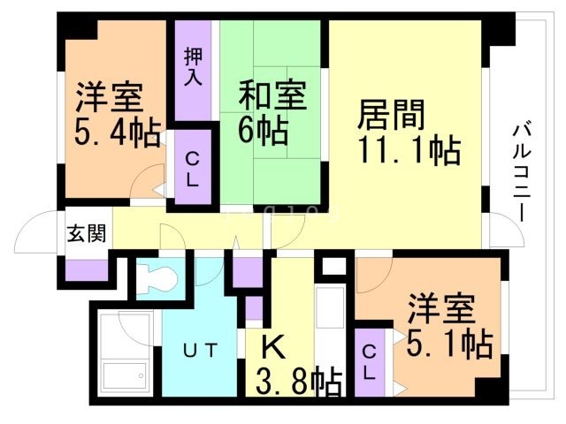 札幌市中央区北七条西のマンションの間取り