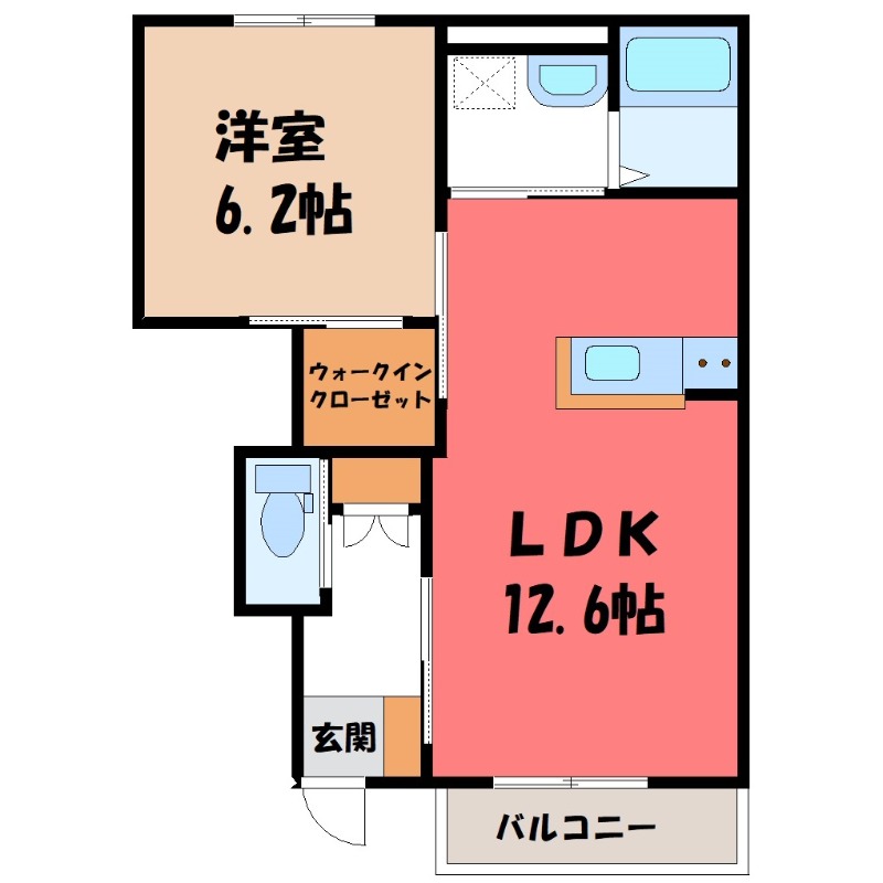 伊勢崎市西小保方町のアパートの間取り