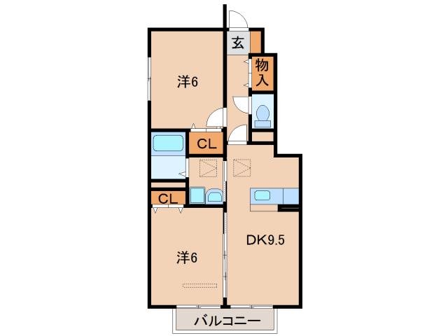 和歌山市杭ノ瀬のアパートの間取り