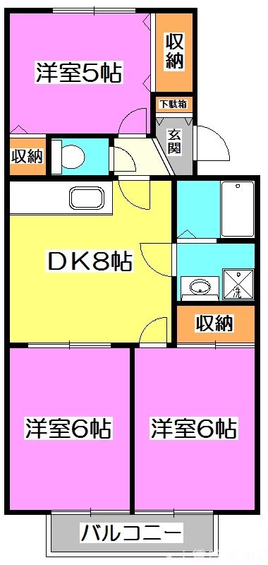 富士見市東みずほ台のアパートの間取り