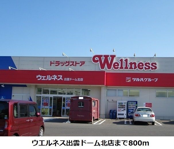 ドラックストア　ウエルネス出雲ドーム北店（ドラッグストア）まで800m