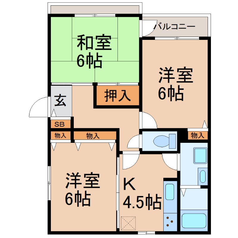 阪神本線 大物駅 徒歩5分 3階建 築31年の間取り写真