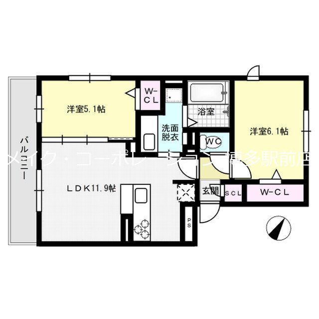 ＪＲ鹿児島本線 吉塚駅 徒歩6分 3階建 築9年の間取り写真