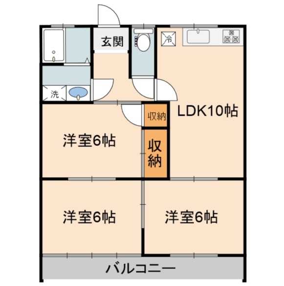 阿蘇市内牧のアパートの間取り