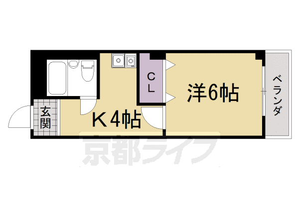 京都市左京区岩倉長谷町のマンションの間取り