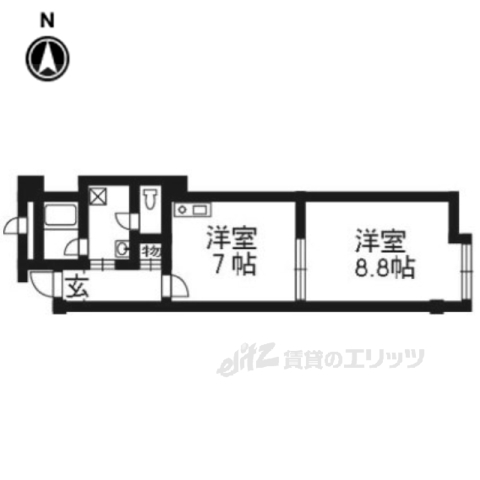 京都市右京区鳴滝音戸山町のマンションの間取り