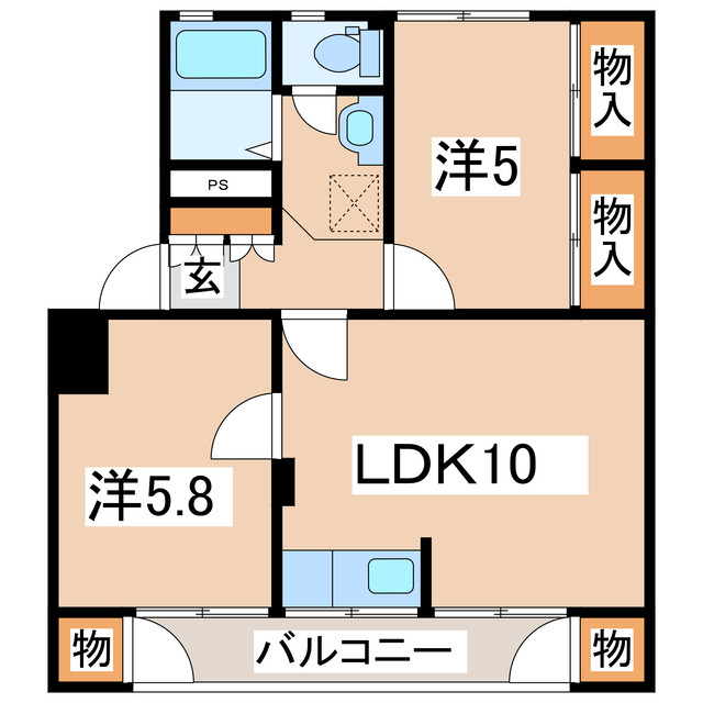 郡山市久留米のマンションの間取り