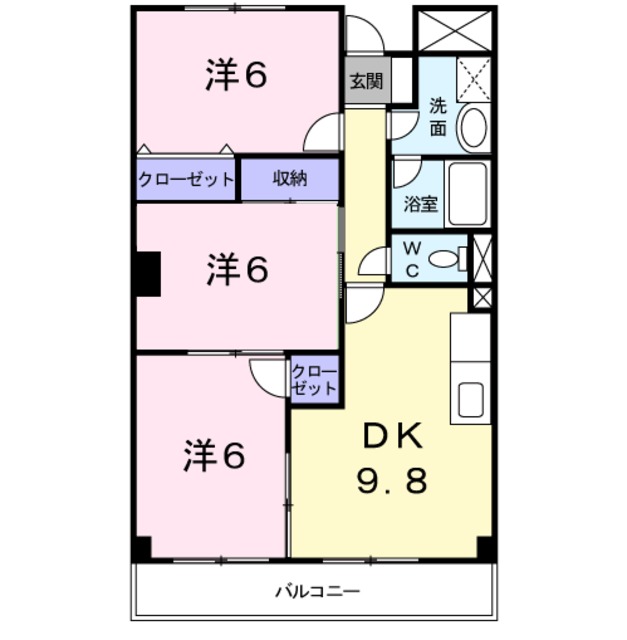 京都市左京区修学院大林町のマンションの間取り