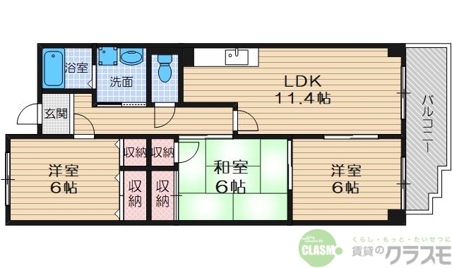 茨木市東太田のマンションの間取り