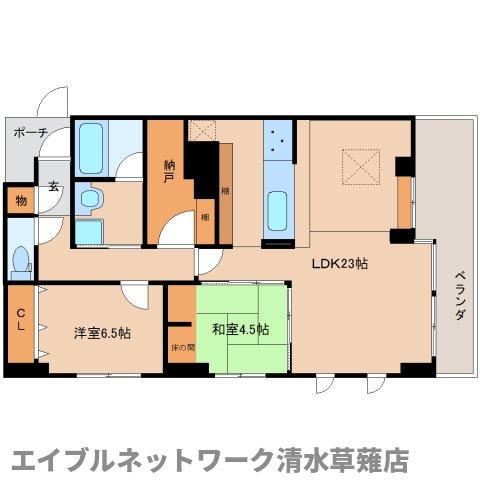 静岡市清水区谷田のマンションの間取り