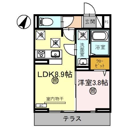 所沢市けやき台のアパートの間取り