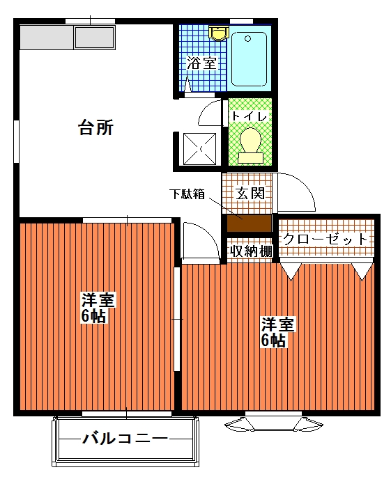 ひたちなか市大字高場のアパートの間取り