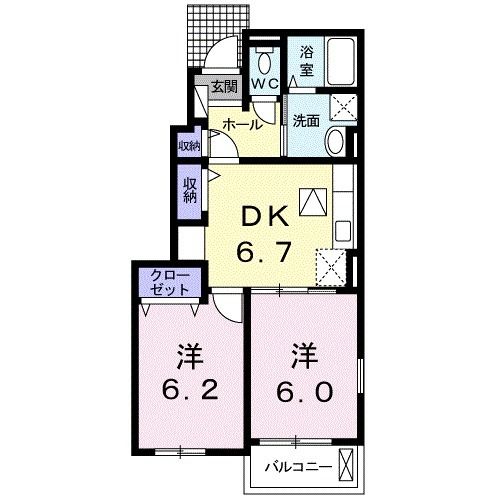 福津市津屋崎のアパートの間取り