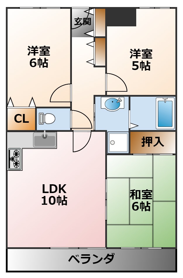 西宮市甲子園網引町のマンションの間取り