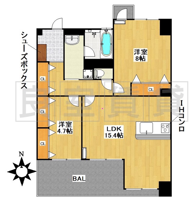 名古屋市瑞穂区竹田町のマンションの間取り