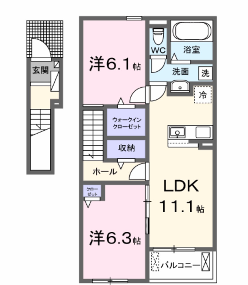 姫路市書写のアパートの間取り