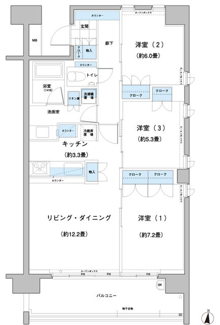 世田谷区砧のマンションの間取り