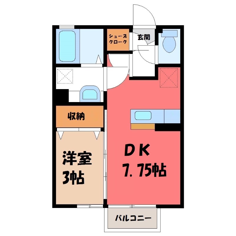 結城市新福寺のアパートの間取り