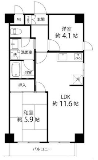 荒川区西尾久のマンションの間取り