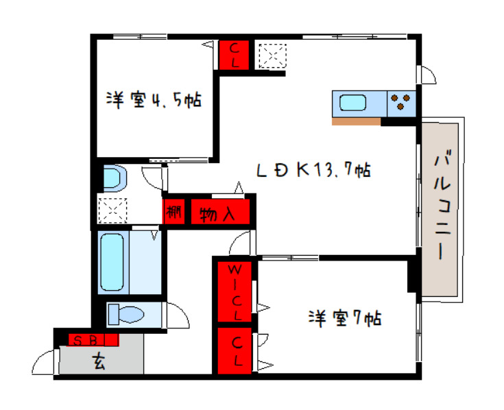 【八尾市恩智北町のアパートの間取り】