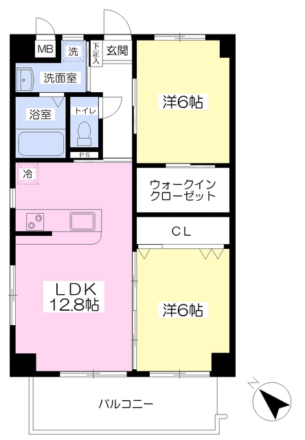 北九州市小倉南区西水町のマンションの間取り