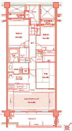 横浜市中区根岸旭台のマンションの間取り