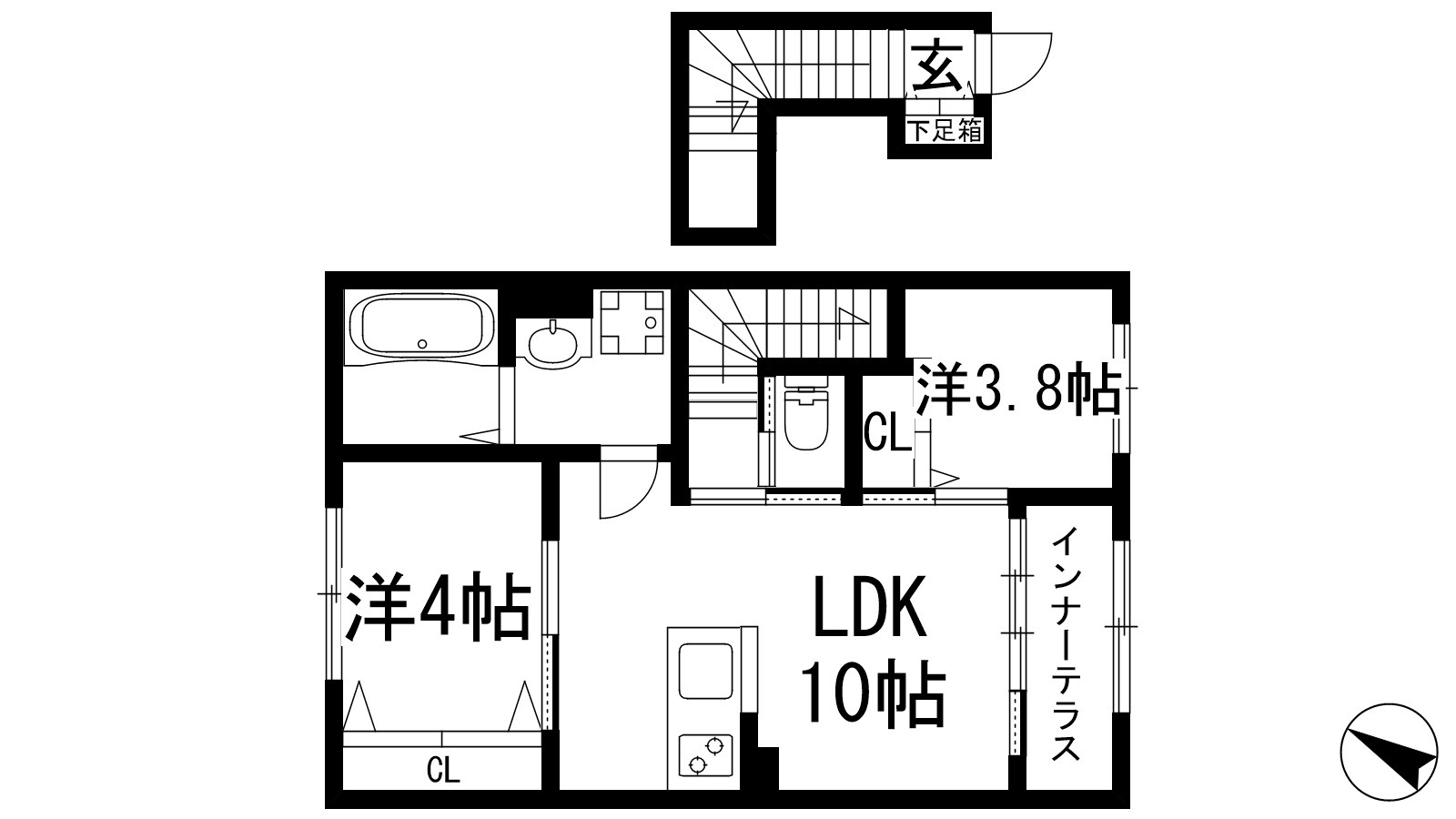 仮）宝塚市山本南1丁目新築アパートの間取り